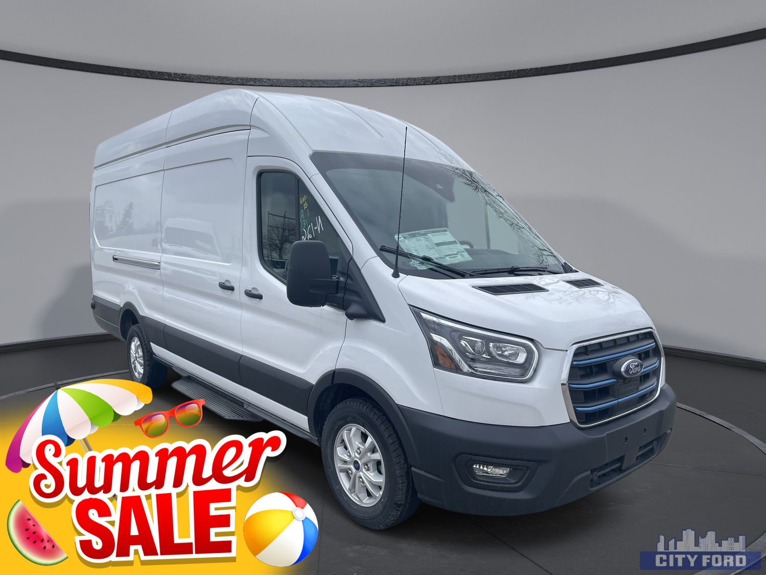 New 2023 Ford E-Transit Cargo Van T-350 148" EL Hi Rf 9500 GVWR RWD