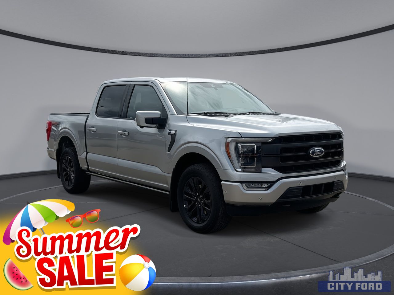 Silver 2022 Ford F-150 Lariat SuperCrew 4WD Pickup Truck Four-Wheel Drive Automatic
