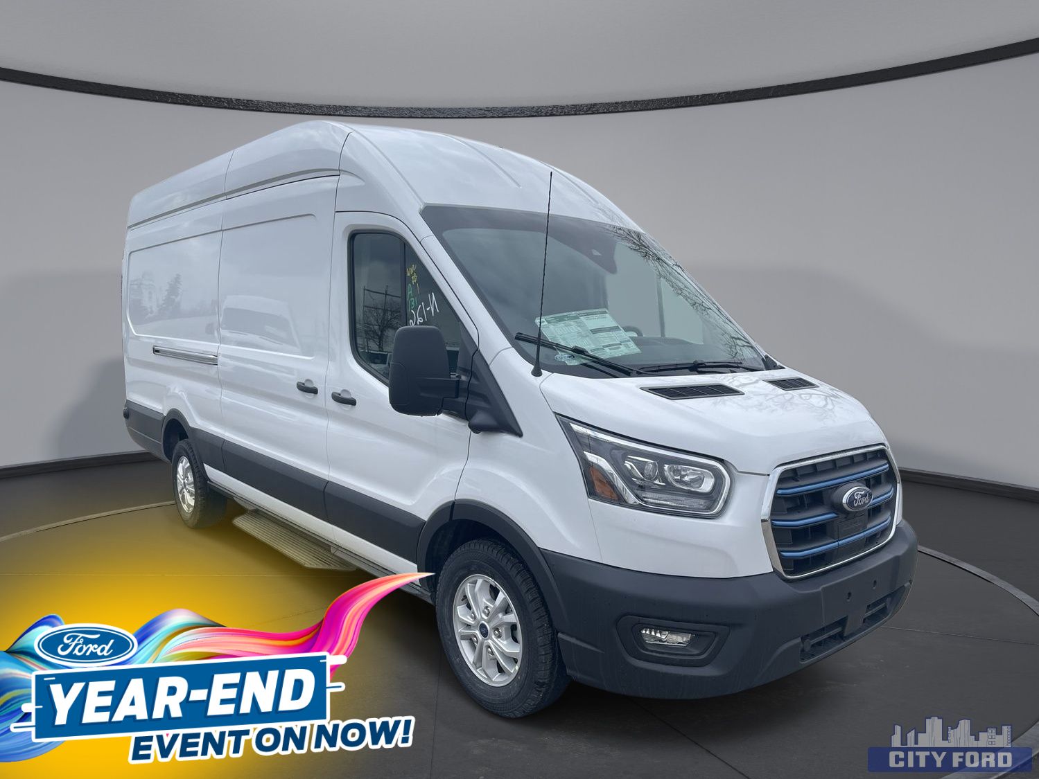 New 2023 Ford E-Transit Cargo Van T-350 148" EL Hi Rf 9500 GVWR RWD