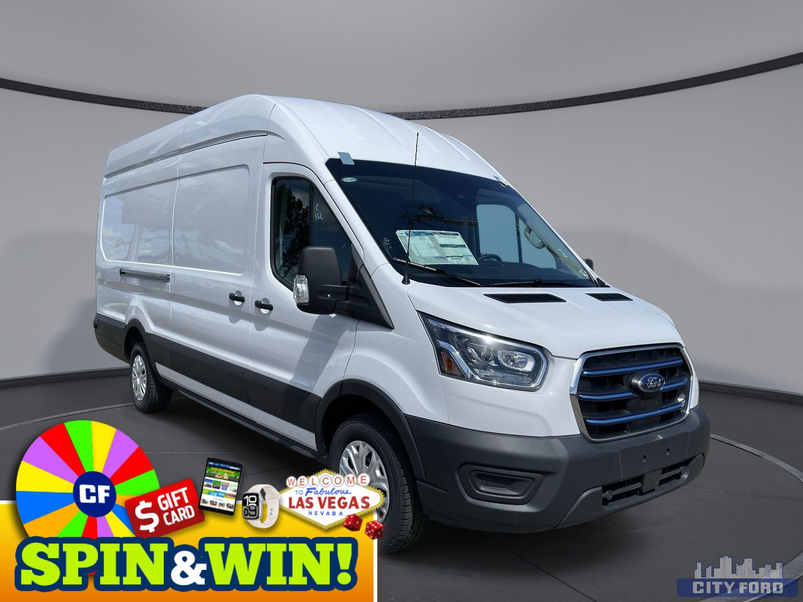 New 2023 Ford E-Transit Cargo Van T-350 148" EL Hi Rf 9500 GVWR RWD