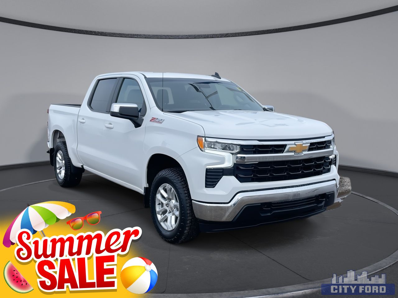 White 2024 Chevrolet Silverado 1500 LT Crew Cab 4WD Pickup Truck Four-Wheel Drive Automatic